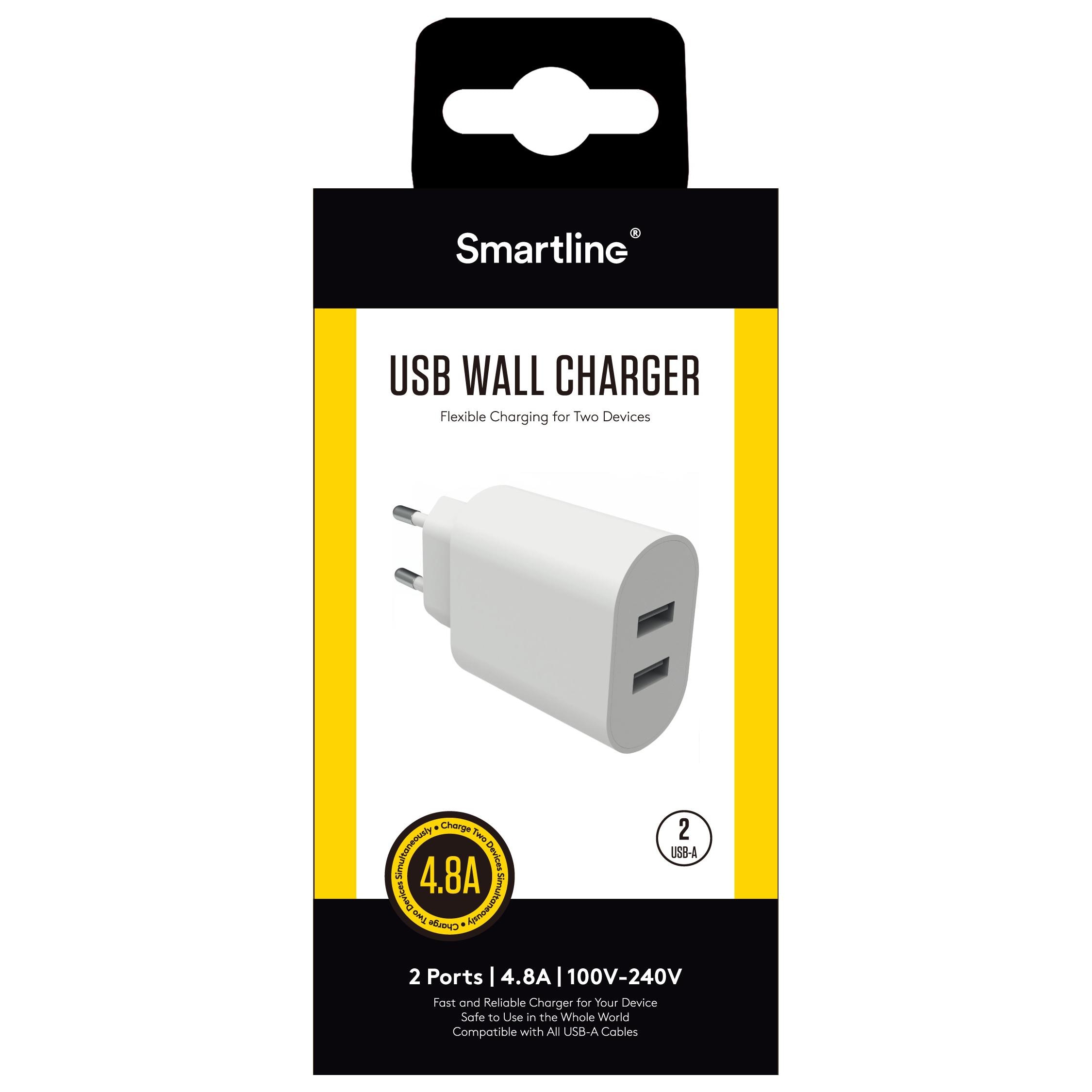 Dual USB Power Adapter 4.8A White