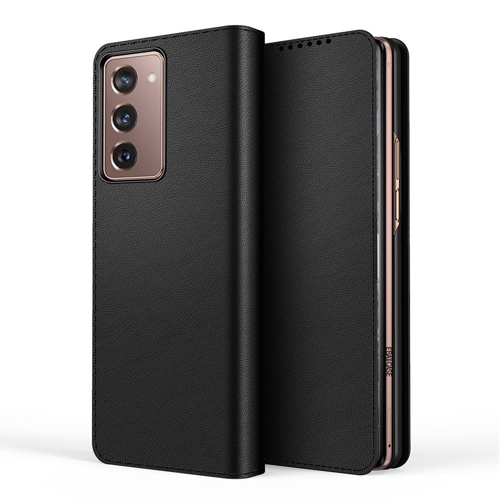 Samsung Galaxy Z Fold 2 Genuine Leather Wallet Case Black