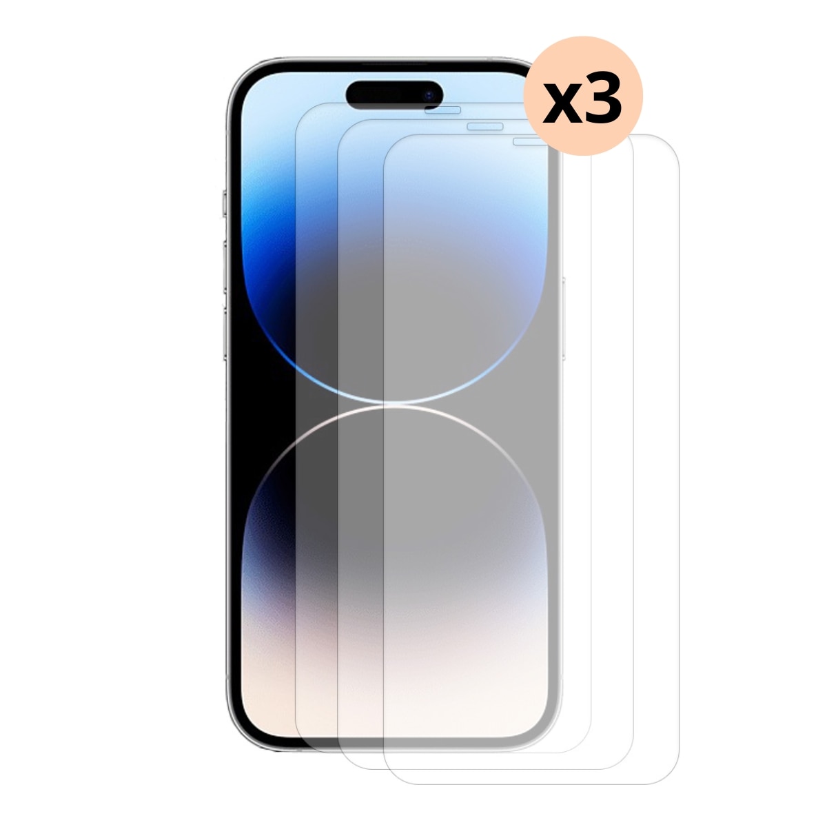 Kit iPhone 15 Pro Max, 3-pack Tempered Glass Screen Protector 0.3mm