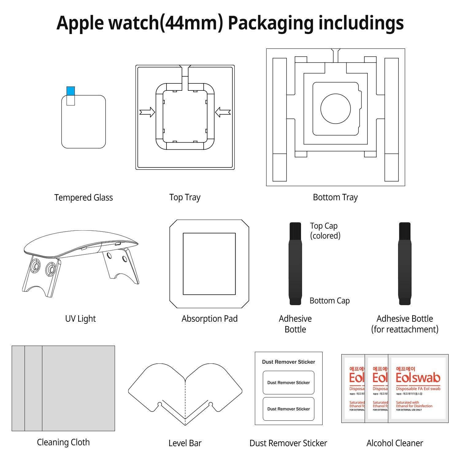 Apple Watch 44 mm Dome Glass Screen Protector (2-pack)